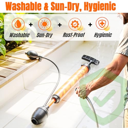 Manual Drain Unclogger, High Pressure Toilet Plunger: No-Splash, No Electricity, No Accessories, Pipe-Safe, Easy to Use, Reusable & Easy to Clean for Toilet, Sink, Bathtub, All Household Pipes - color: Orange