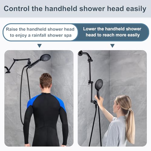 BRIGHT SHOWERS Brass Shower Arm Extender for Rain and Handheld Shower Head, 14 Inch Universal Shower Head Extension Arm, Adjustable Height & Angle, Oil-Rubbed Bronze - color: Oil Rubbed Bronze, style: 14 Inch