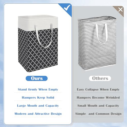 BlissTotes 3-Pack Laundry Basket, Collapsible Laundry Hamper, Black, 88L | Laundry Clothes Hamper, Hampers for Bedroom, Freestanding Hamper with Handles, Clothes Laundry Basket - color: Black, size: 88L