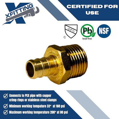 2 Pack XFITTING 1/2 in Pex x 1/2 in Male NPT Adapter, 1/2 Pex MNPT Adapter - size: 1/2" Pex x 1/2" Male