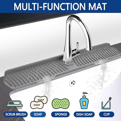 Kitchen Sink Splash Guard Gen2-30" x 6'' Silicone Sink Mat Splash Guard fit for Countertop, Bathroom,Farmhouse,RV by EBIGIC (Grey) - color: Grey 30in, size: 30”x 6.0”