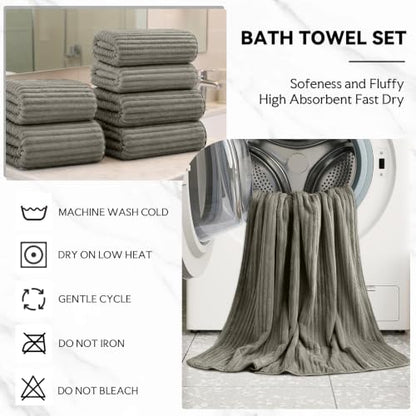 Extra Large Bath Towel Set 10 Piece, XL Bath Towels 35"x67" Oversized Bath Sheets, 280 GSM Microfiber Quick Dry Absorbent Towels, 5 Bath Sheets & 5 Hand Towels (Brown) - color: Brown, size: Bath towel 35" x 67"+hand towel 30"x13"