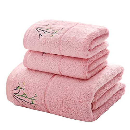 Embroidered Face Bath Towel Simple Strong Water Absorption Print for Home Bathroom Soft (Color : C, Size : 3pcs Set) (A 70x140cm) - color: A, size: 70x140cm