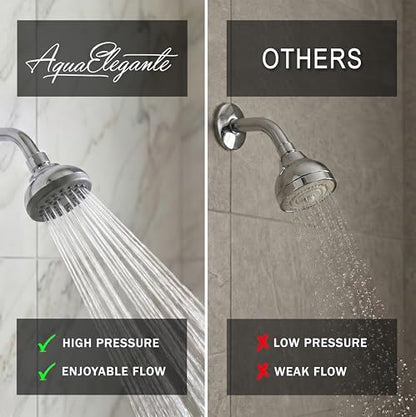 Aqua Elegante Pressure Boosting Shower Head - 1.8 GPM - Polished Chrome | 3 Inch Wall Mount, Water Saving Showerhead, Best For Low Flow Showers With Anti-Clog Nozzles & Adjustable Brass Fitting - color: Polished Chrome, size: 1.8 GPM