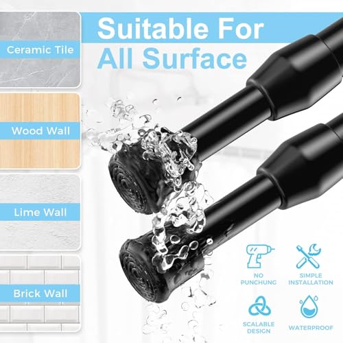 Spring Tension Curtain Rods Short Tension Rod (Black,12" to 19"-4Pcs) - color: Black, size: 12" to 19"-4Pcs