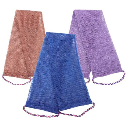 3pcs Nylon Body Exfoliating Scrub Shower Cloth Set for Men and Women, Foldable Back Scrubber for Body Cleansing and Smooth Skin, for Bathroom Use