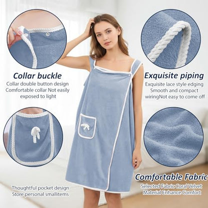 Unisex Bath Towel, Wearable After Bath Towel Set, Wearable Quick Dry Shower Gym Towel(53" x 31", Light Blue) - color: Light Blue, size: S(135X80CM)