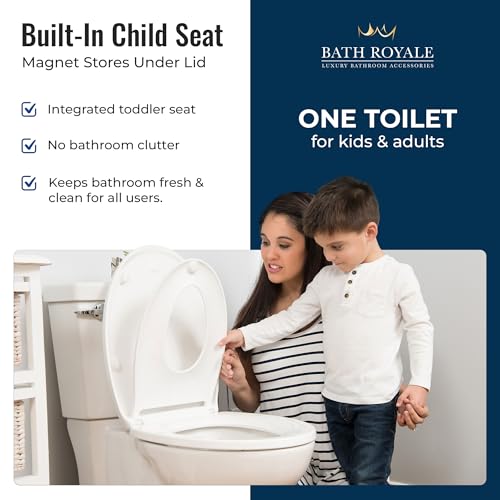 BATH ROYALE Potty Training Seat - Soft Close, Kingsport BR720-00, Round White, Adult & Child Combo - color: White, size: Round