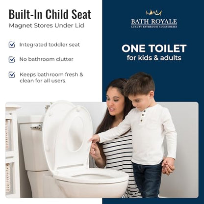 BATH ROYALE Potty Training Seat - Soft Close, Kingsport BR720-00, Round White, Adult & Child Combo - color: White, size: Round
