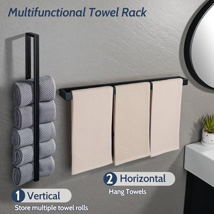 Sayayo Matte Black Towel Bar for Bathroom, 24 Inch Hand Towel Holder Wall Mount Square Towel Ring SUS304 Stainless Steel Towel Rack - color: Black, size: 24 INCH