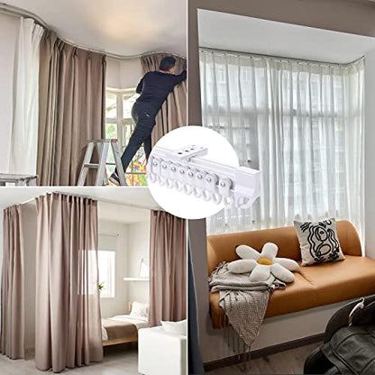 ZSTARR Flexible Bendable Ceiling Curtain Track, White Curtain Rail Curved Ceiling Curtain Track Mount for Room Divider, Shower Curtain, L Shape U Shape Bay Windows, RV Curtain Track