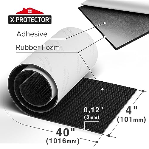 X-Protector Rubber Roll 40 x 4 inches - Black Non Slip Pad - Anti Skid Pads | Universal Self-Adhesive Rubber Grips - Premium Rubber Feet for Keyboard, Appliances, and Other Small Things! - size: 1 PC 40 x 4 inch (Black Rubber)
