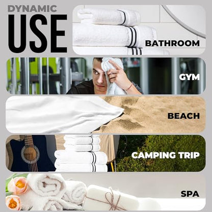 8-Piece Premium Towel Set, 2 Bath Towels, 2 Hand Towels, and 4 Wash Cloths, 100% Ring Spun Cotton Highly Absorbent Towels for Bathroom, Gym, Hotel, and Spa - color: Black