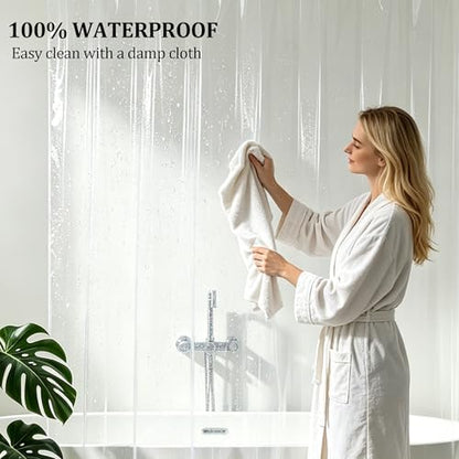 10G Heavy Duty Shower Curtain Liner 76 Inches Long, 100% EVA Vinyl 71 x 76 Longer Bathroom Shower Liner with 3 Large Magnets and 12 Grommet Holes, Weighted Clear Plastic Waterproof Shower Liner - size: 71"W x 76"L (Pack of 1)