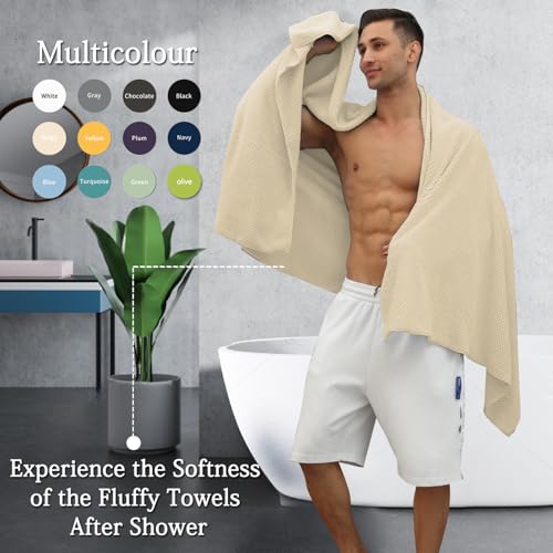 Extra Large Bath Towels Set 35x70 Inches - Beige Luxury 600 GSM Oversized Bath Sheet Towel,Ultra Soft Microfiber - Quick Dry,Highly Absorbent Shower Towels Spa Hotel Bathroom Towel Set (4-Pack) - color: Light Brown Set, size: 4-Piece Set