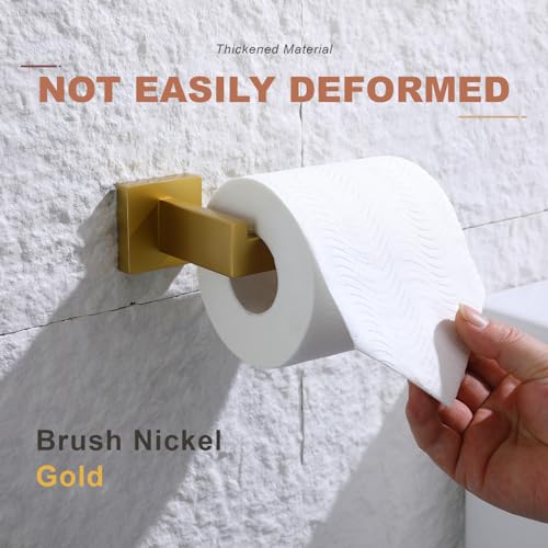 TASTOS Toilet Paper Holder Brushed Gold, Toilet Tissue Roll Holders Dispenser and Hangers Wall Mounted for Bathroom & Kitchen, Stainless Steel Modern Square Style - color: Brushed Gold, size: Square (1 pack)