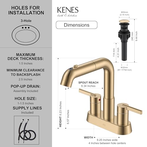 Champagne Bronze Pull Down Centerset Bathroom Faucet 3 Hole 2 Handle | Pull Out Bathroom Faucet with Pop Up Drain & Supply Lines, Lead-Free cUPC & NSF Certified, 4 Inch Faucet for Vanity RV Sink - color: Champagne Bronze