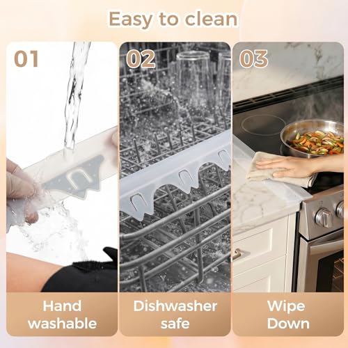 Silicone Stove Gap Covers with Stainless Steel, Oven Gap Filler Seals Gaps Between Stovetop and Counter, Stove Gap Guards Range Trim Kit, Easy to Clean Stove Gap Guard (Clear 2 Pack,21") - color: Clear, size: 21 inches