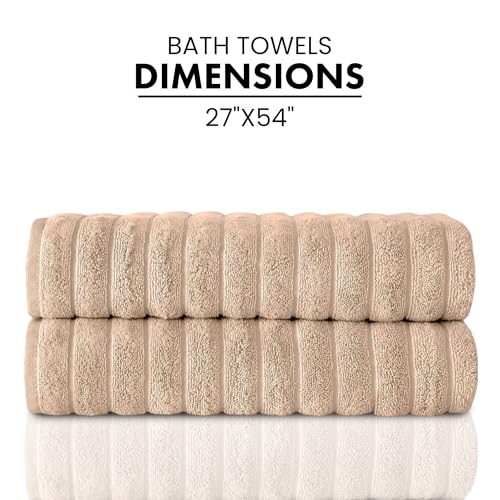 Classic Turkish Towels CTT Premium 2 Pack Bath Towels Set, Made with 100% Turkish Cotton, Spa & Hotel, Quick Drying Towels, Absorbent & Comfy | 27"x54" (Almond Beige) - color: Almond Beige, size: 2-Piece Bath Towel Set