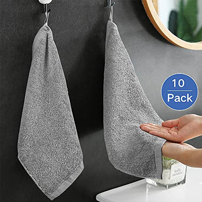 Yoofoss Luxury Washcloths Towel Set 10 Pack Baby Wash Cloth for Bathroom-Hotel-Spa-Kitchen Multi-Purpose Fingertip Towels & Face Cloths Light Grey - color: Light Grey