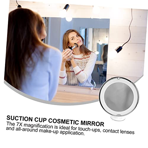 Magnifying Led Vanity Mirror Suction Cup Round Design for Makeup Application Portable Cosmetic Mirror for Bathroom and Travel White No Battery Included