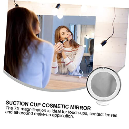 Magnifying Led Vanity Mirror Suction Cup Round Design for Makeup Application Portable Cosmetic Mirror for Bathroom and Travel White No Battery Included