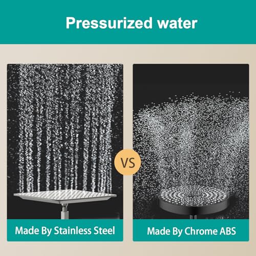 Square Rain Shower Head, High Flow Stainless Steel,Work with any decorative style，All Metal Rainfall Shower Head (Brushed Nickel, 16)