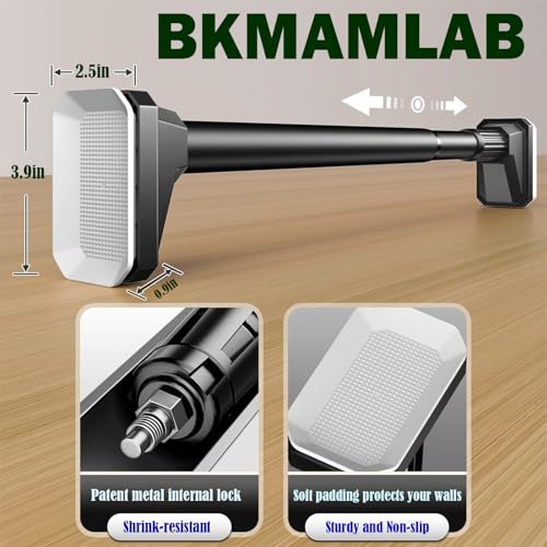 Black Shower Curtain Rod 39 to 86 Inch,Heavy-Duty inner Lock Stainless Steel Telescopic Rod,1.2-Inch Diameter Bathroom Anti-Rust And anti-Slip Tension Rod Without Drilling,Convenient to Use - color: Black, size: 39-86 Inches
