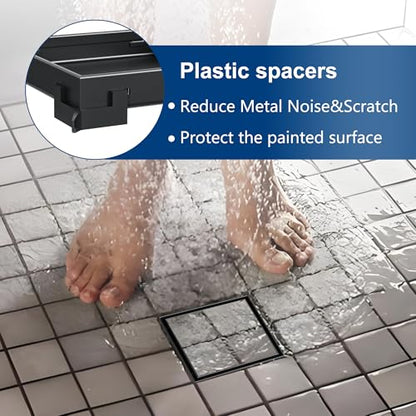 Neodrain 6 in Black Square Shower Drain with Removable Tile Insert Grate | 304 Stainless Steel Tile Square Drain, Hidden Drain,Easy to Clean, Waterproof & Sturdy Shower Drain, CUPC Certified - color: Matte Black, size: 6 IN