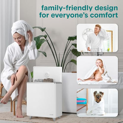 SereneLife WIFI Luxury Rectangle Towel Warmer - Spa & Bathroom Blanket Heater with Custom Fragrance, Auto Shut-Off, Fits 2 large Towels, Blankets, Bathrobes, PJ's - Perfect Gift for Him & Her (Silver) - color: Silver