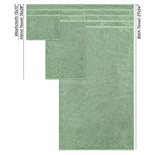 American Soft Linen 100% Carde Cotton 6 Piece Towel Set, 590 GSM Heavy Weight Soft Absorbent Turkish Towels for Bathroom, Sage - color: Sage