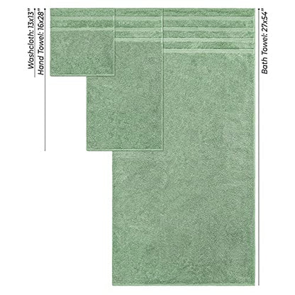 American Soft Linen 100% Carde Cotton 6 Piece Towel Set, 590 GSM Heavy Weight Soft Absorbent Turkish Towels for Bathroom, Sage - color: Sage