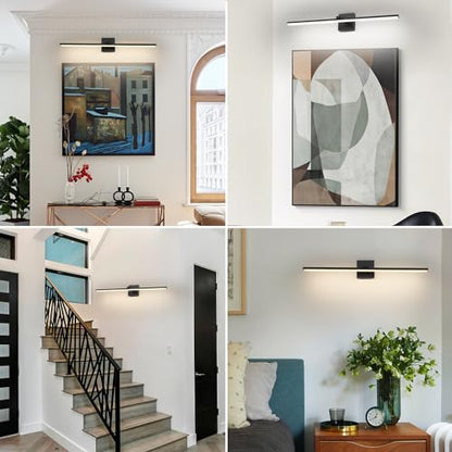 LED Bathroom Vanity Light, Modern Bathroom Light Fixture Over Mirror (3000K/4000K/6000K, Dimmable), Vanity Light Bar with Angle Adjustable, 32 Inch, Black - color: Black, size: 32 inch