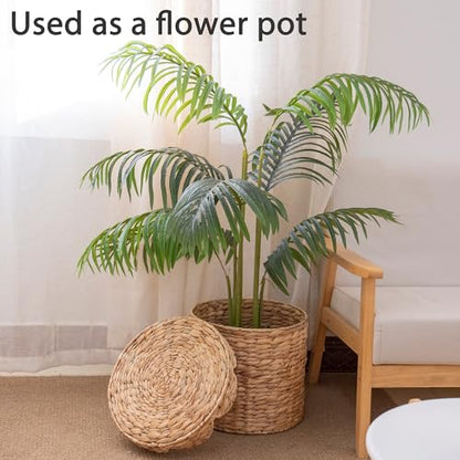 Small Round Water hyacinth Wicker Laundry hamper basket with lid | Eco-friendly,Handwoven,Natural Storage for Toys,Blankets,Dirty Clothes - Bedroom & Bathroom - size: Small
