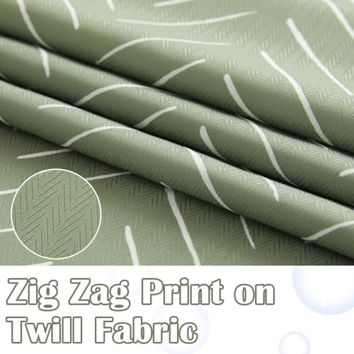 jinchan Sage Green Shower Curtain with White Herringbone Striped Zig Zag Chevron Waterproof Fabric Modern Farmhouse Shower Curtains for Bathroom with 12 Hooks 70x72 Inches - color: Chevron Sage Green, size: 70"W x 72"L (Pack of 1)
