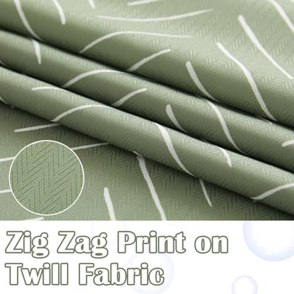 jinchan Sage Green Shower Curtain with White Herringbone Striped Zig Zag Chevron Waterproof Fabric Modern Farmhouse Shower Curtains for Bathroom with 12 Hooks 70x72 Inches - color: Chevron Sage Green, size: 70"W x 72"L (Pack of 1)