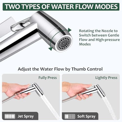 Bidet Sprayer for Toilet Handheld Bidet Sprayer Set Toilet Faucet Sprayer | Shower Shattaf Toilet Attachment Two Spray Mode with Hose Easy to Install for Feminine, Baby Cloth, Diaper, Pet or Car