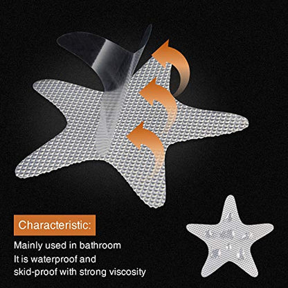 Secopad Anti Slip Shower Stickers 24 PCS Safety Bathtub Strips Adhesive Decals with Premium Scraper(Clear Star) - color: Clear