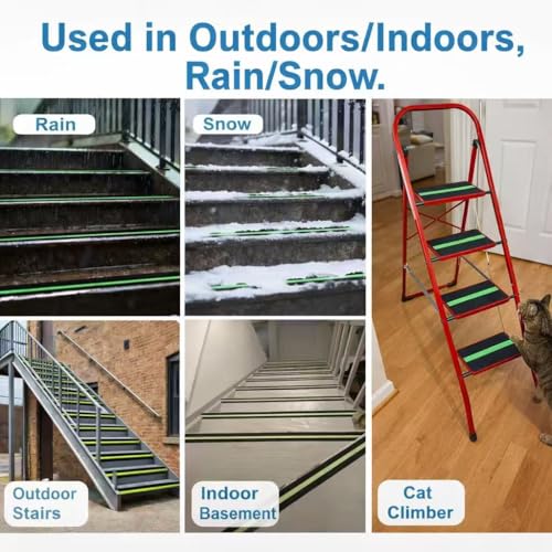 Anti-Slip Tape with Glow in the Dark, 4Inch x 16.4Ft Non Skid Traction Tape for Stairs, Floors, Decks, Indoors & Outdoors, Waterproof PVC Safety Grip Tape with Glow - size: 4 inches x 16.4 feet