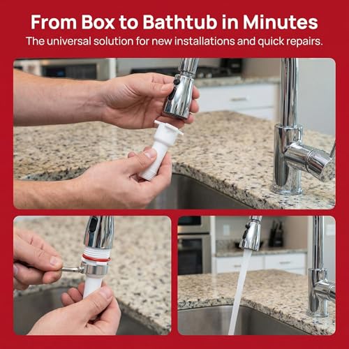 Four in One Tub Spout Adapter, Threaded Bathtub Faucet Adapter Slip Fit, Compatible with 1/2'' Copper Pipe 1/2'' and 3/4'' Pipe Thread, Bathtub Spout Adapter Kit with Assembly Tool
