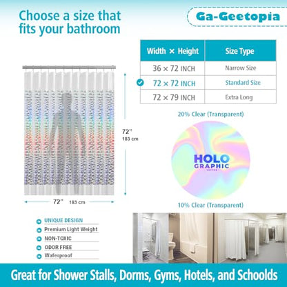 Holographic Thin 3D EVA Shower Curtain Liner Water Cube, 72x72 Premium Light Weight Clear Plastic Bathroom Shower Curtain with Rustproof Metal Grommets for Shower Stall, Bathtubs(No Hooks) - color: Holographic, size: 72"W x 72"L (Pack of 1)