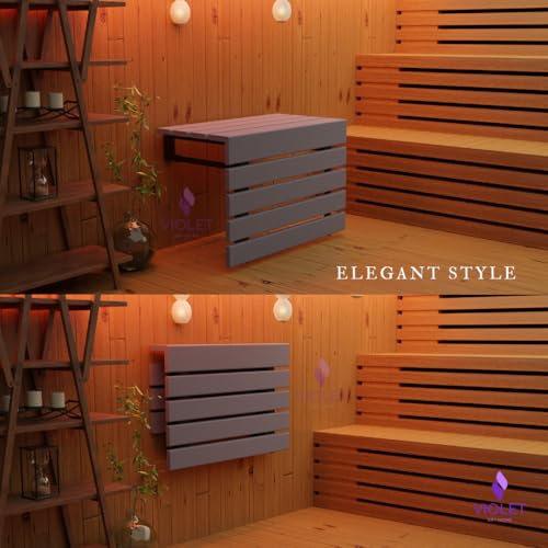 20" Folding Wall Mounted Handmade Teak Wood Large Shower Seat with Legs, ADA Compliant Durable Bath Bench, Sturdy Space-Saving Bathroom Stool, Water-Resistant Compact Chair (Gray, Extra Large) - color: Gray