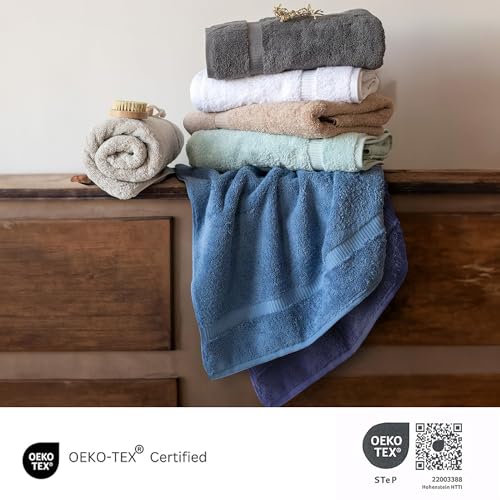 SALBAKOS 6-Piece 100% Turkish Cotton Hand Towels, 16x30 inch, Blue | Large Size Thick Super Soft Highly Absorbent, Versatile Hair Face & Hand Drying Towel, Premium Hotel Quality Made in Turkey - color: Blue, size: 6 Hand Towels