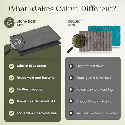 Quick Dry Shower Stone Bath Mat, Super Absorbent & Non-Slip 24 x 16 Inch Diatomaceous Earth Mat, Durable & Easy to Clean Diatomite Bath Mat for Bathroom Floor/Kitchen (River Silt) - color: River Silt