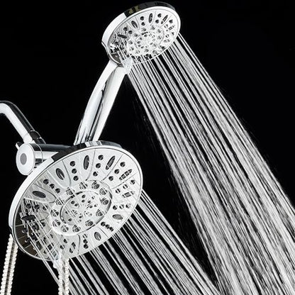 AquaDance Chrome 7" Premium High Pressure 3-Way Rainfall Combo with Extra Long 72 inch Hose – Enjoy Luxury 6-Setting Rain Showerhead and Matching Hand Held Shower Separately or Together - color: Chrome, style: Premium High Pressure 3-Way Rainfall Combo wi
