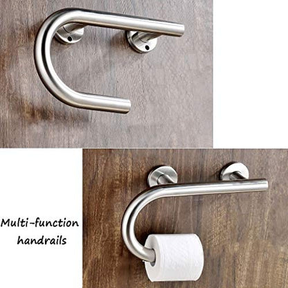 Grab Bars Handle Safety Support Hand Rails, Toilet Paper Holder Grab Bars for Bathroom,Stainless Steel Non Slip Safety Barrier,Restroom Bathroom Shower Living Assist for Free Standing Elderly Disabled