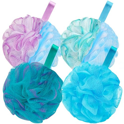 BCKENEY Bath Loofah Shower Sponge Body Back Scrubber Soft Mesh Shower Puffs Exfoliating Loofa for Women & Men Bath Accessories Cleaning Tool (4Pcs 75G, Extra Large) - size: 1 Count (Pack of 4)