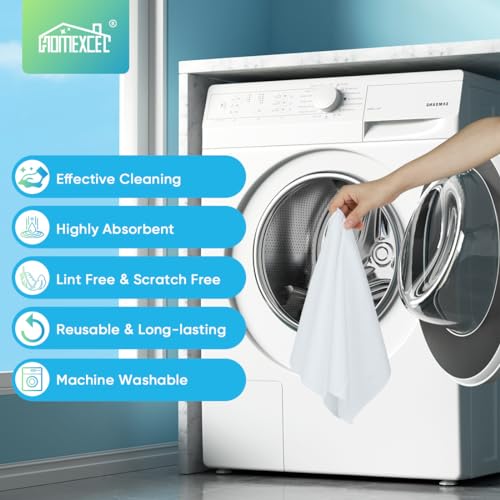 HOMEXCEL 24PK Microfiber Cleaning Cloth, Cleaning Rag for Home, 11.5x11.5in | Reusable, Lint Free, Scratch-Free and Highly Absorbent Towels for Kitchen, Window and Glass, Cars, White - color: White