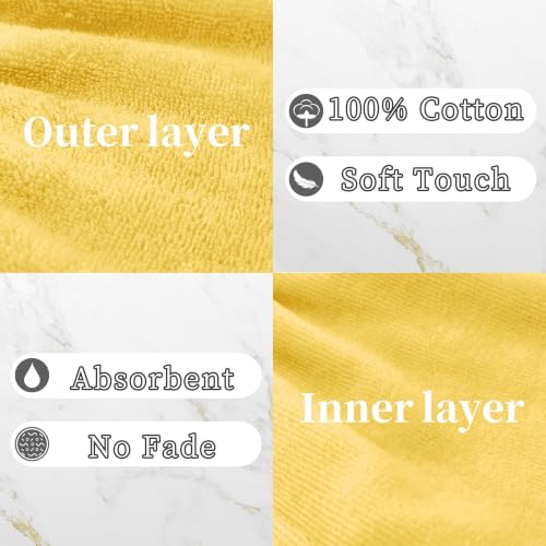 VOOVA & MOVAS Shower Mitts 6 Pack Solid Yellow,European Style with Loop | Body Wash Gloves, Gentle Texture, Durable Cotton Fabric, Ideal for Face Care, Shower and Home Use. - color: Yellow, size: 6PC Bath Mitts