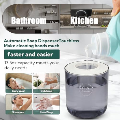 2 Pack Automatic Soap Dispenser, Touchless Automatic Liquid Soap Dispenser, Electric Wall Mounted Dispenser, 13.5oz/380ML USB Rechargeable with 4-Level Adjustment for Bathroom, Kitchen & Office - color: White, size: Liquid